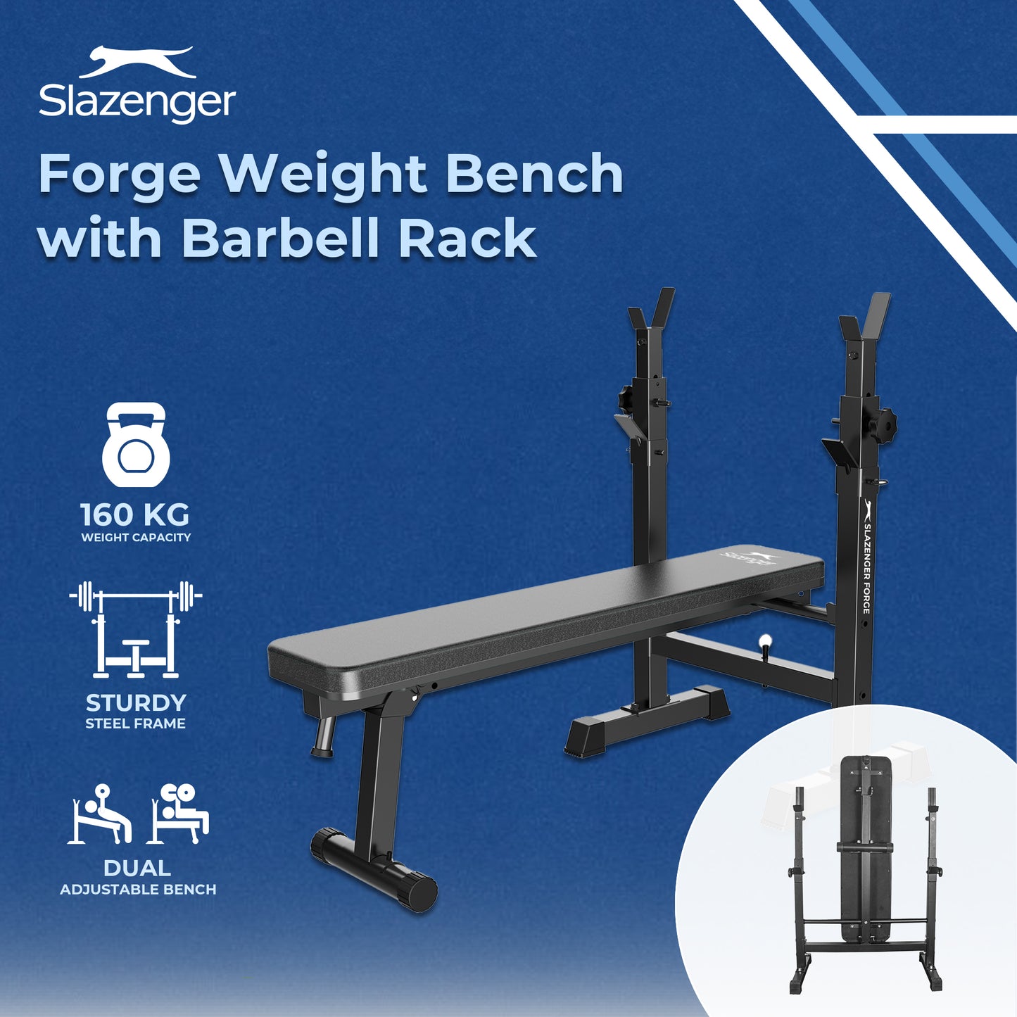 Slazenger Forge Weight Bench with Adjustable Barbell Rack