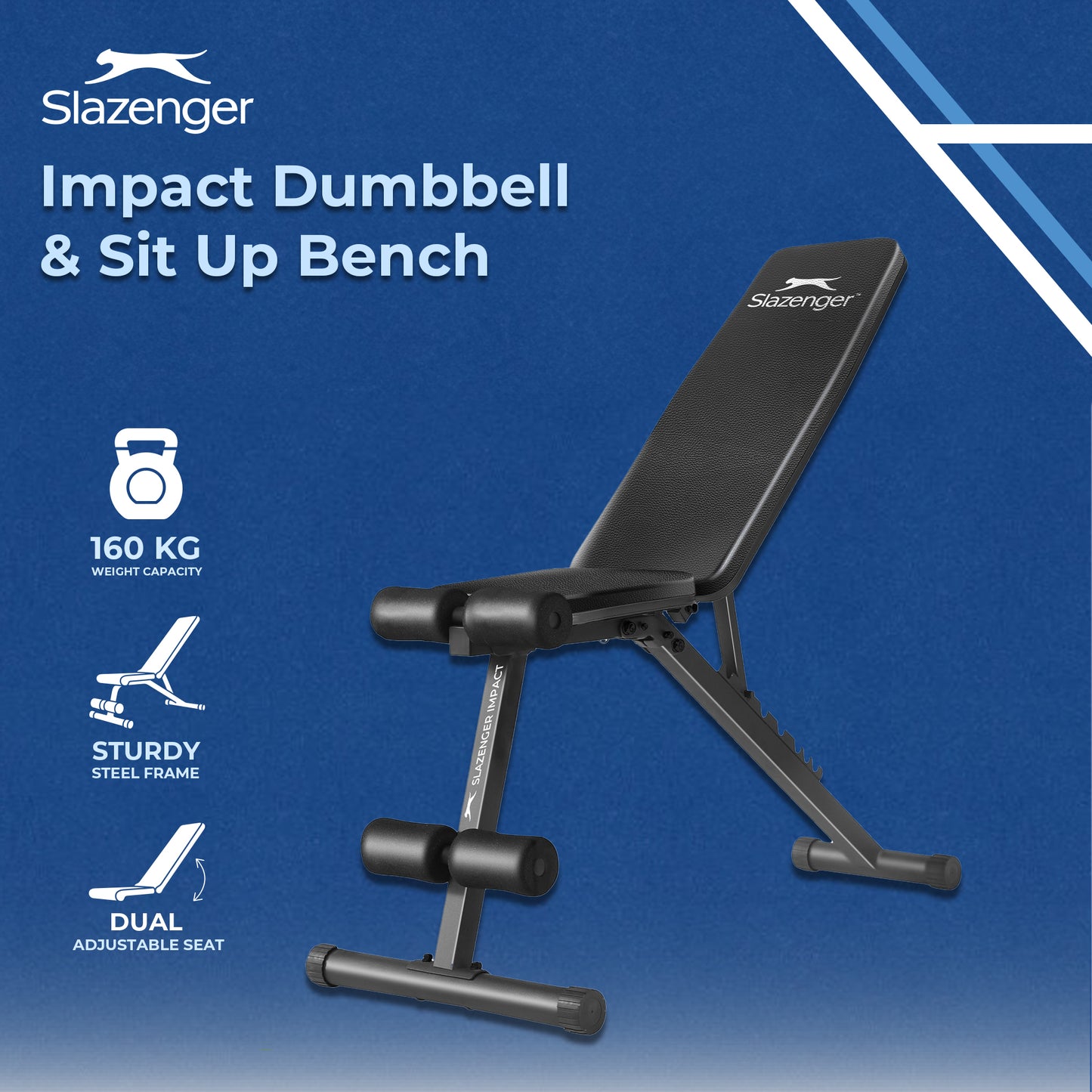 Slazenger Impact Adjustable Dumbbell & Sit Up Weight Bench